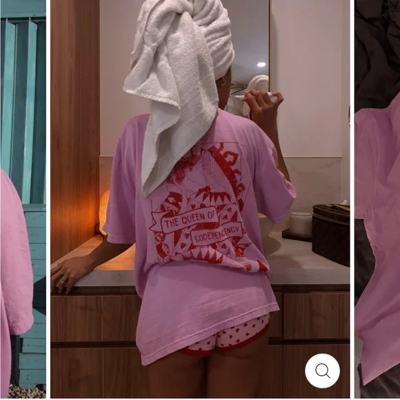 Hubs and Hers Queen of Codependency Pink Tee - Picture 3 of 4